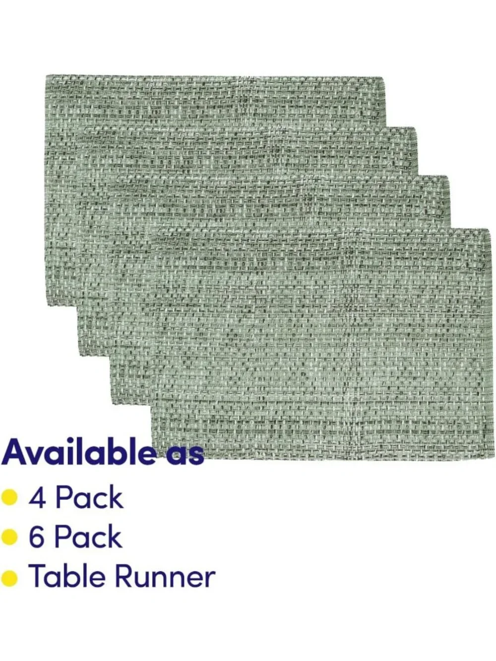Soft Durable 100% Cotton Placemats Set of 4 - Two Tone Woven Fabric, Light Green